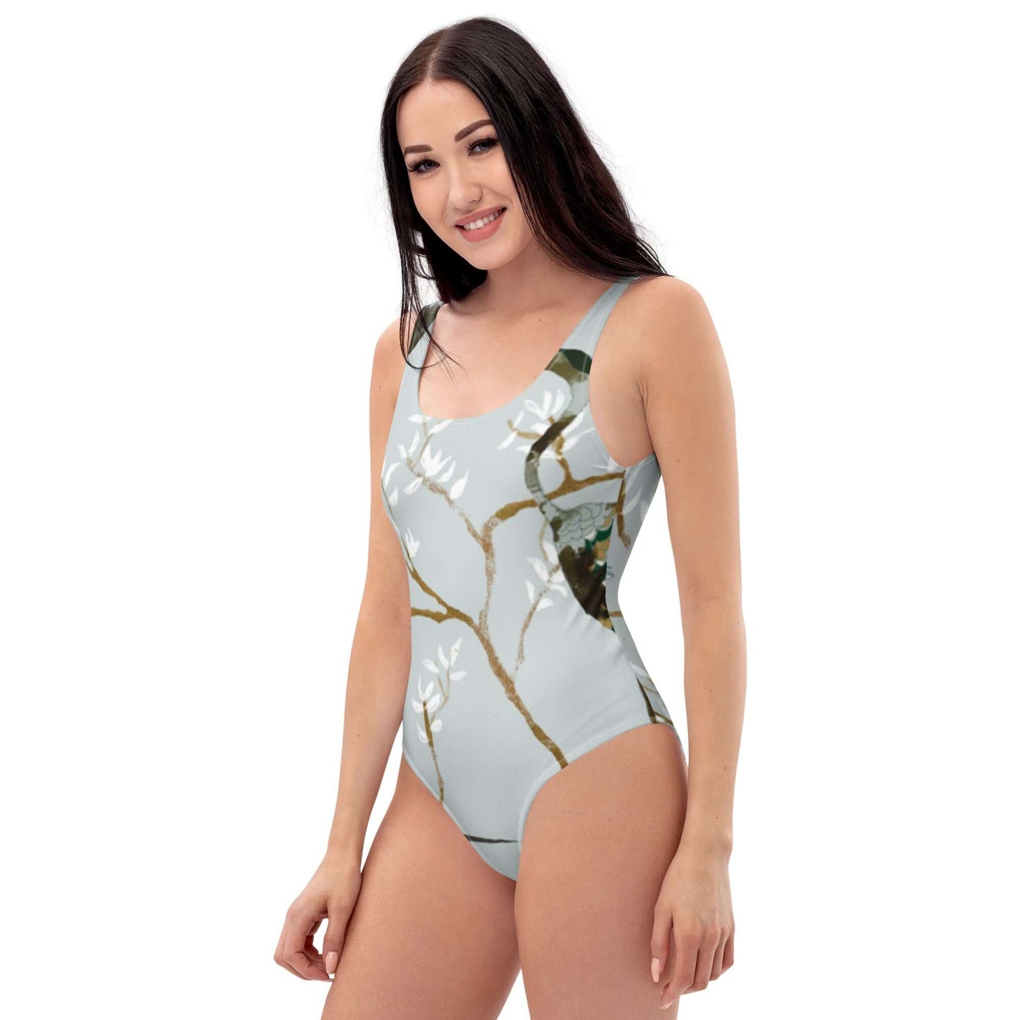 Costume da bagno intero femminile con stampa floreale, perfetto per spiaggia e piscina, moda mare 2025.